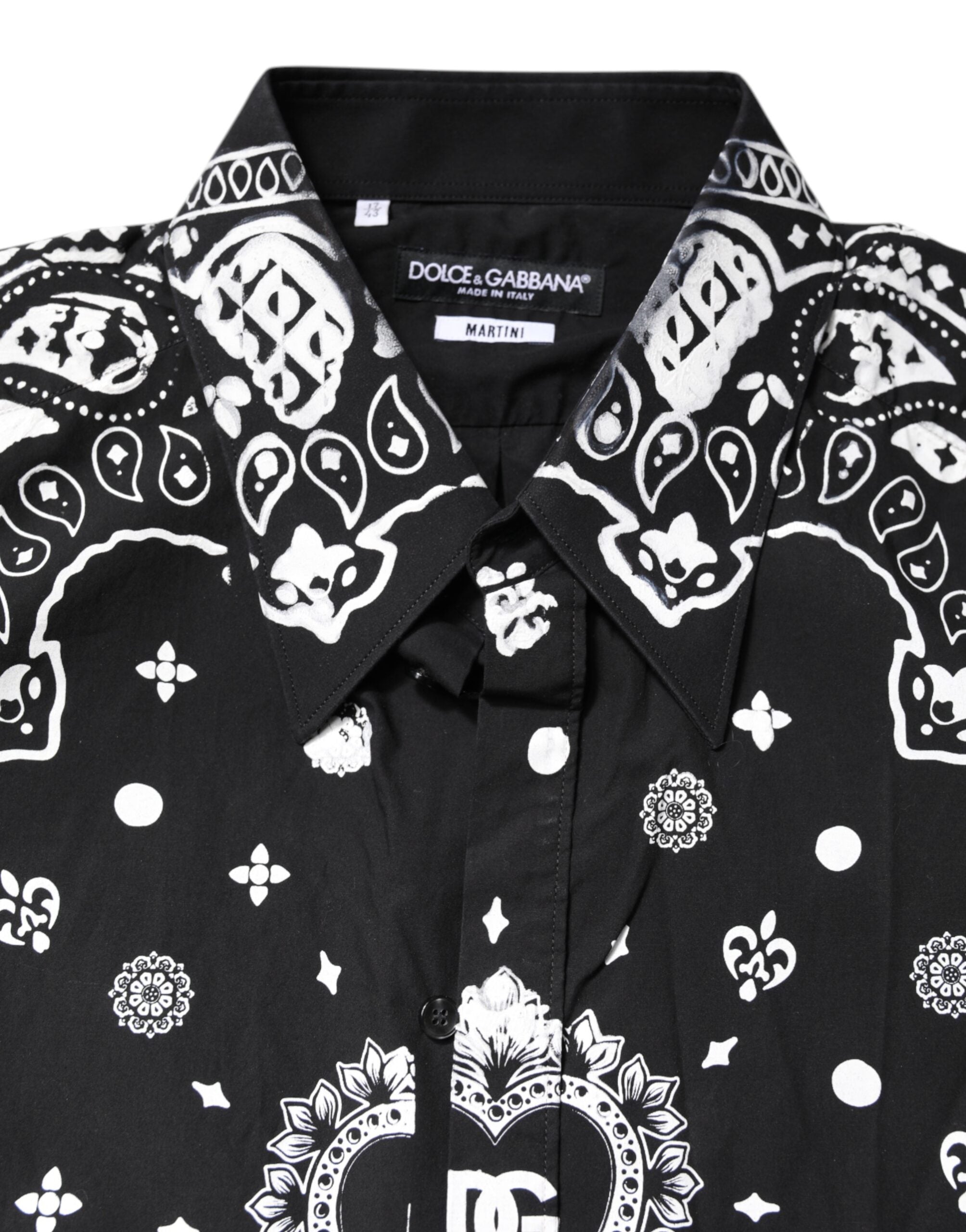 Dolce & Gabbana Black and White Bandana MARTINI Men's Shirt